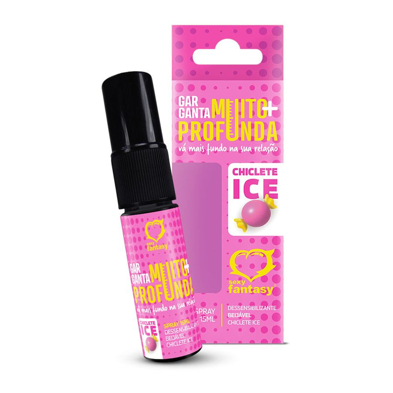 Garganta Muito Mais Profunda Ice Dessensibilizante em Spray Beijável 15ml Sexy Fantasy